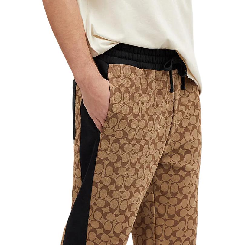 Coach Ss24 Pattern Print Drawstring Mid Waist Casual Pants Men pants Khaki CP828-OFZ