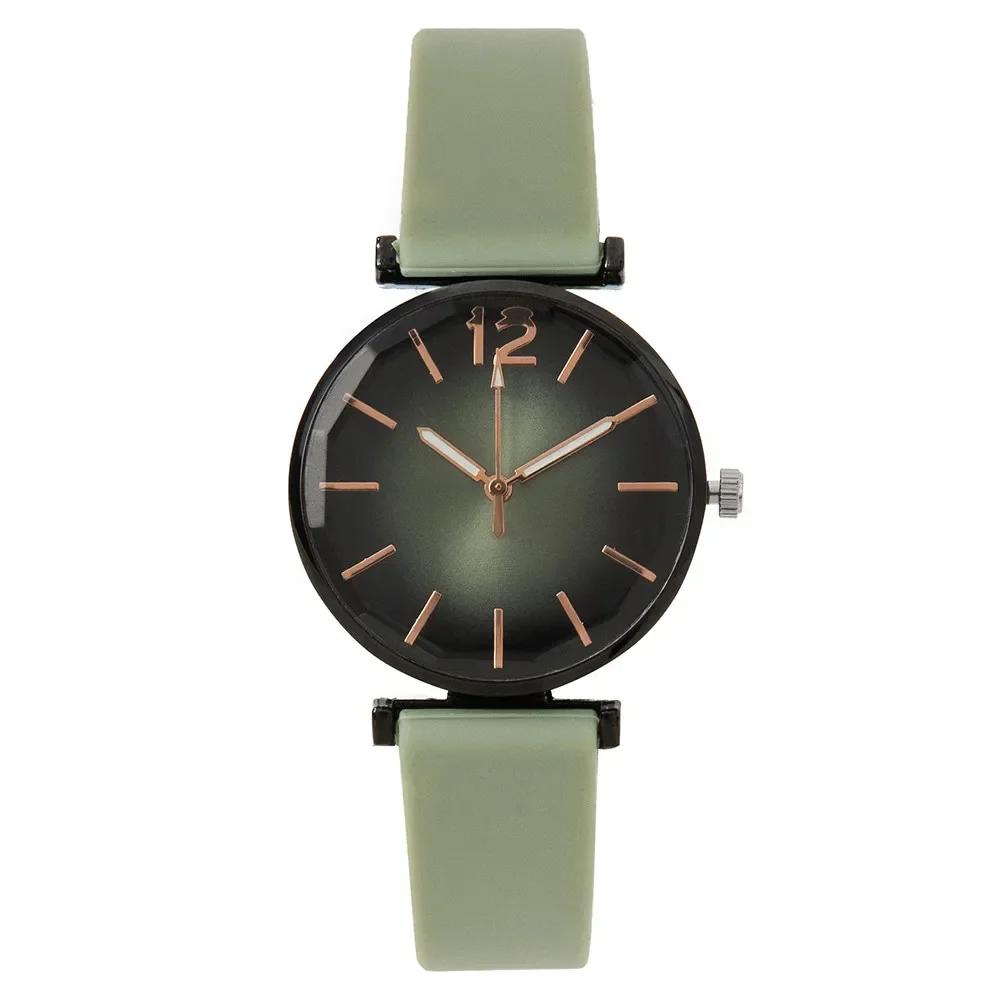 Fashion Ladies Sports Simple Black Dial Quartz Watch Casual 2025 Hot Sale Green Silicone Strap Women Clock Dress Wristwatches