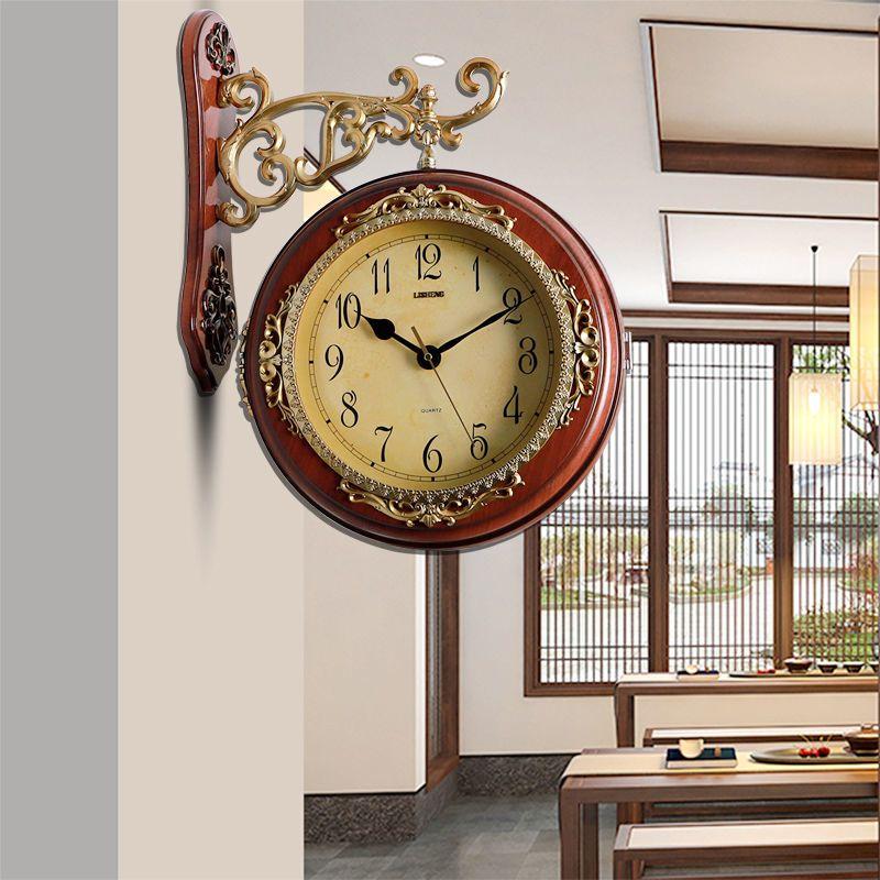 

Modern Simple Room Two-sided Wall Clock, Household Fashion Double-sided Wall Watch Creative Retro Clock Decorative Nordic Watch
