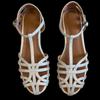Gewebte Retro-Hohl-Atmungsaktive Sandalen Damen 2025 Sommer Neue Flachboden-Freizeit-Vielseitige Ein-Wort-Schnallenriemen Römerschuhe