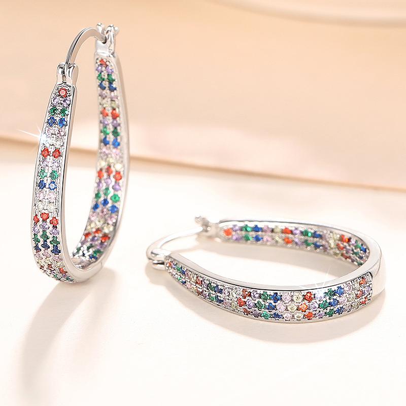 

Huitan Trendy Copper Color Inlaid Colorful Cubic Zirconia Drop Earrings For Women Wedding Party Daily Versatile Accessories Gift