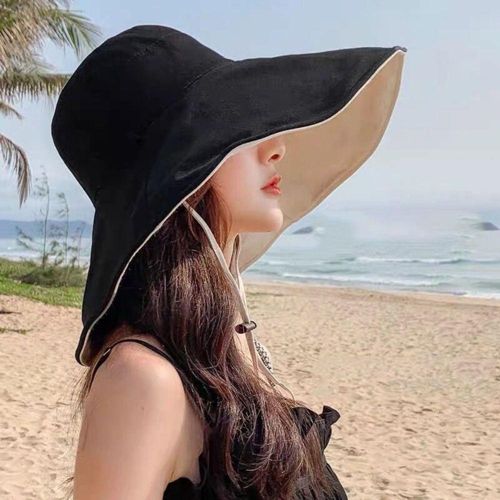 Solid Color Sunscreen Sun Hat UV Protection Hiking Bucket Hat Casual Women Fisherman Hat  Fishing