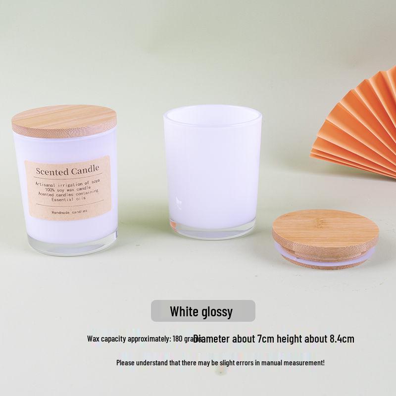 Frosted Matte Glass Cup with Bamboo Lid DIY Aromatherapy Candle Container
