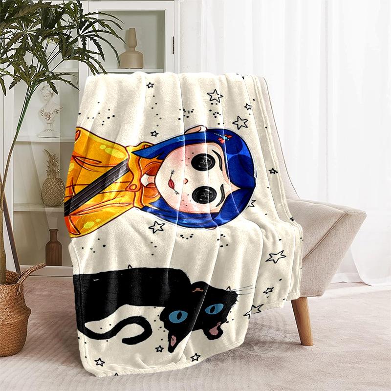 1pc Blanket - Coraline Print Design, Lightweight Blanket for Sofa, Bed- Soft &Warm, Gift for All Seasons