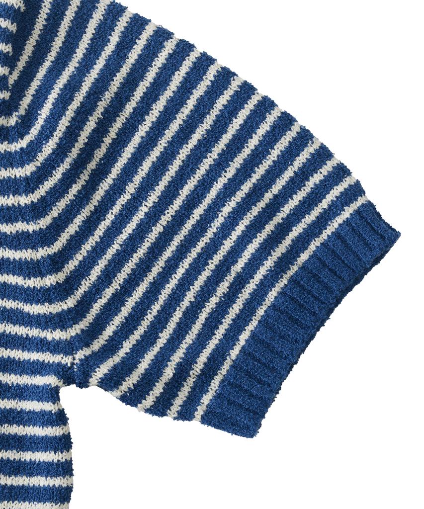 ANALOG MOOD Marine Stripe Round Short Sleeve Knit (Blue)