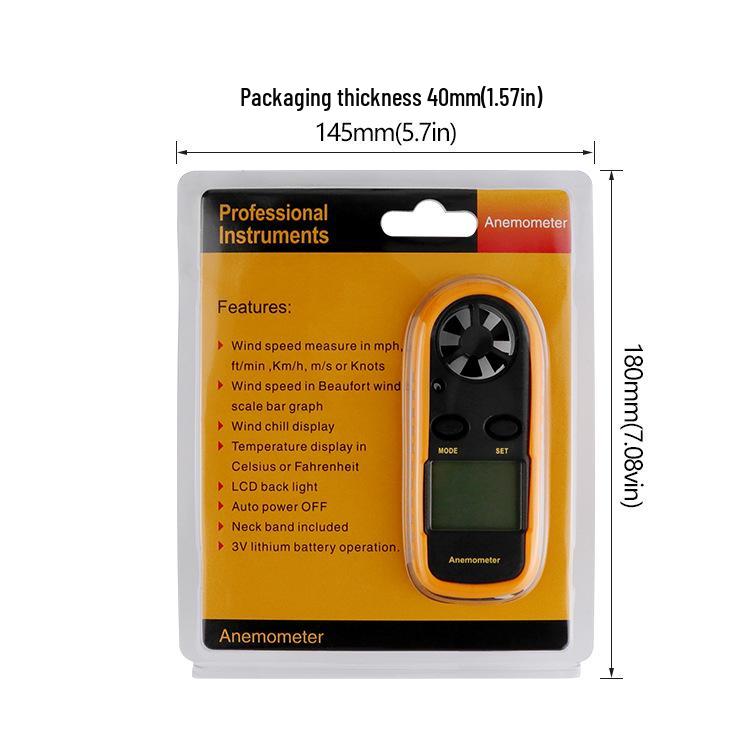 Pocket Digital Anemometer: Measures Wind Speed (0-30m/s) and Temperature, with Display.