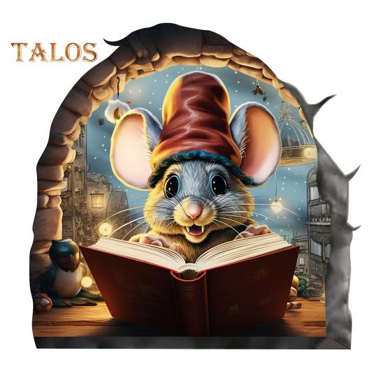 Autocollant mural en forme de souris - Autocollant mural imperméable - Motif de souris en train de lire - Pour chambre d'enfant, salle de classe, décoration murale de la maison