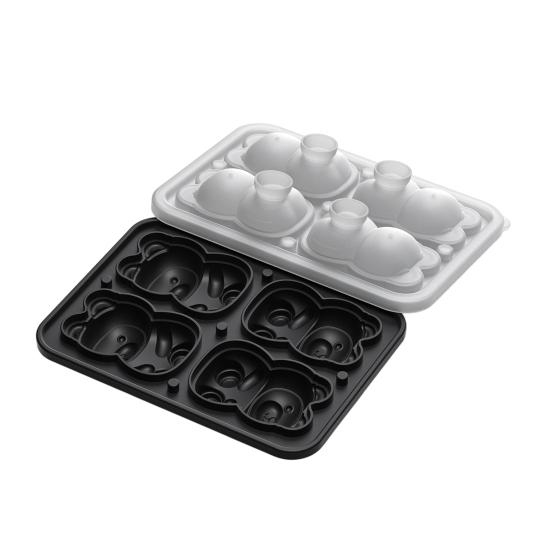 Bärenförmige Silikon-Eiswürfelform mit Deckel Lebensmittelqualität Leicht zu lösende Form Auslaufsicher Stapelbarer Eiswürfelbereiter Unverzichtbar für die Hausbar