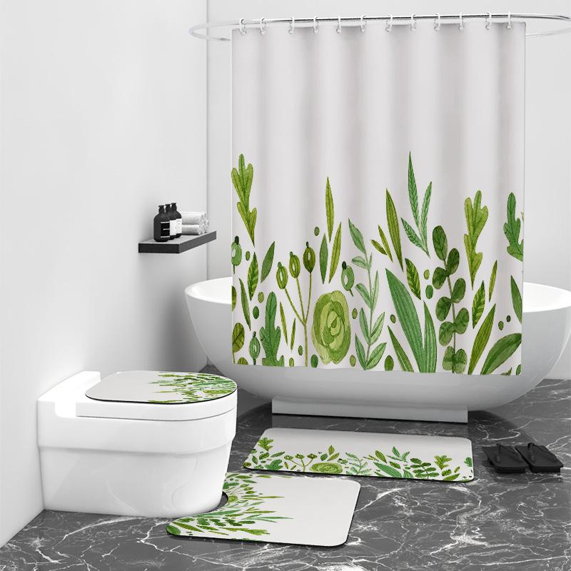 

Занавеска для душа с цифровой печатью, полуцветочная занавеска для ванной комнаты, водонепроницаемая тканевая занавеска для душа W90cm*L180cm