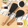 4 st Mångsidig Matlagningssked och Risspade Set Silikon Serveringsspatel Sked med Trähantag Köksmatlagningsredskap