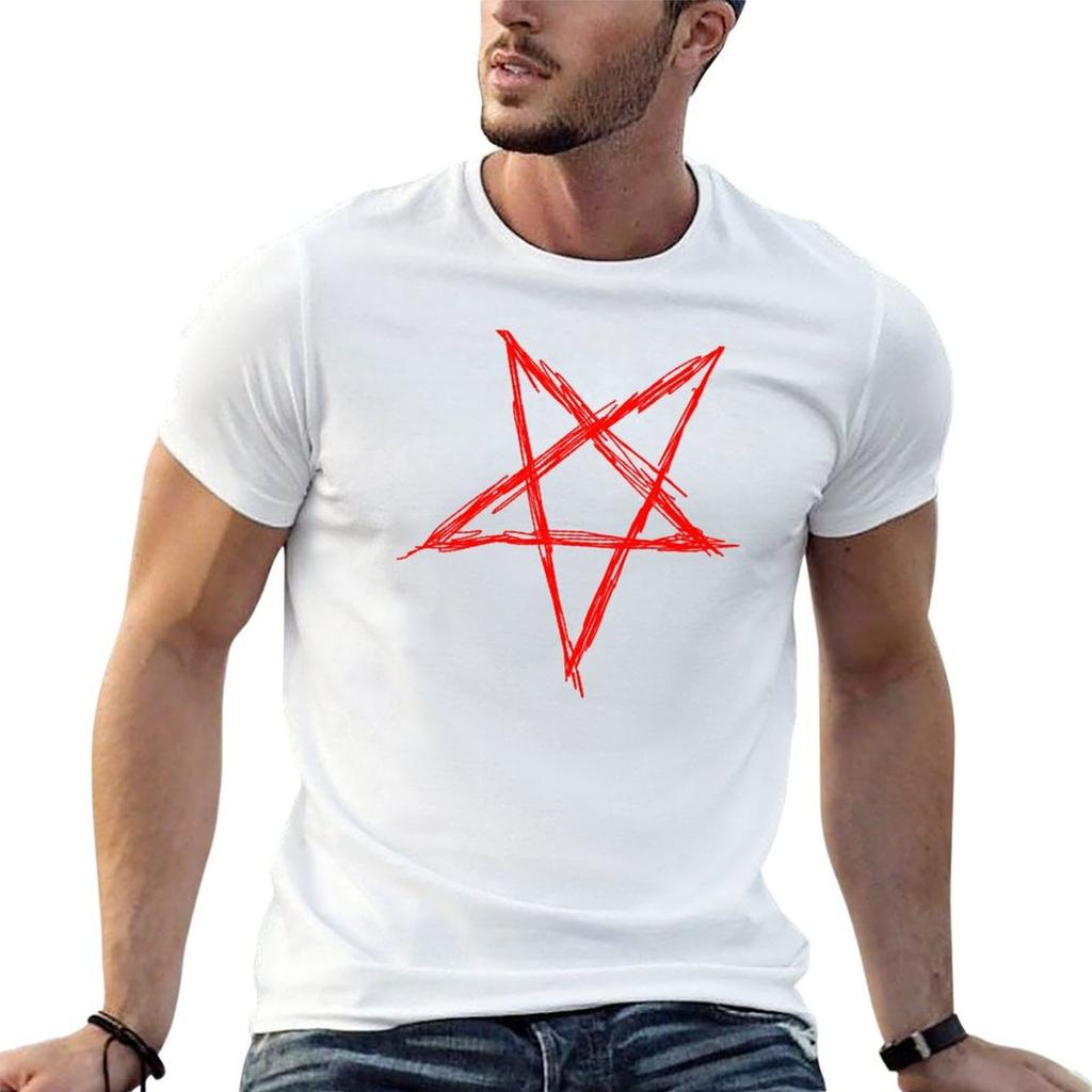 Pentagram red TShirt man t shirt designer t shirts for man graphic funny TShirt