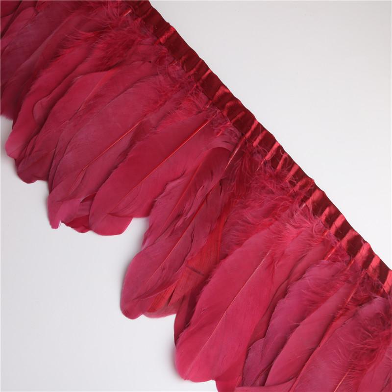 2 Meter/Lot Gänsefedern Besätze gefärbt Echte Gänsefeder Fransenbänder für Kleid Rock Stoffgürtel dekorative Kleidung