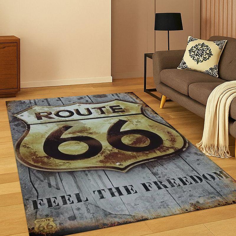 

Retro Route76 America Mother Road Sign Carpet Rug for Bedroom Living Room Sofa Playroom Doormat Home Decor,Area Rug Non-slip 40cm x 60cm