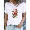 Cute Floral Print T-shirt Ladies Fashion Short-sleeved Clothing Casual Loose Top
