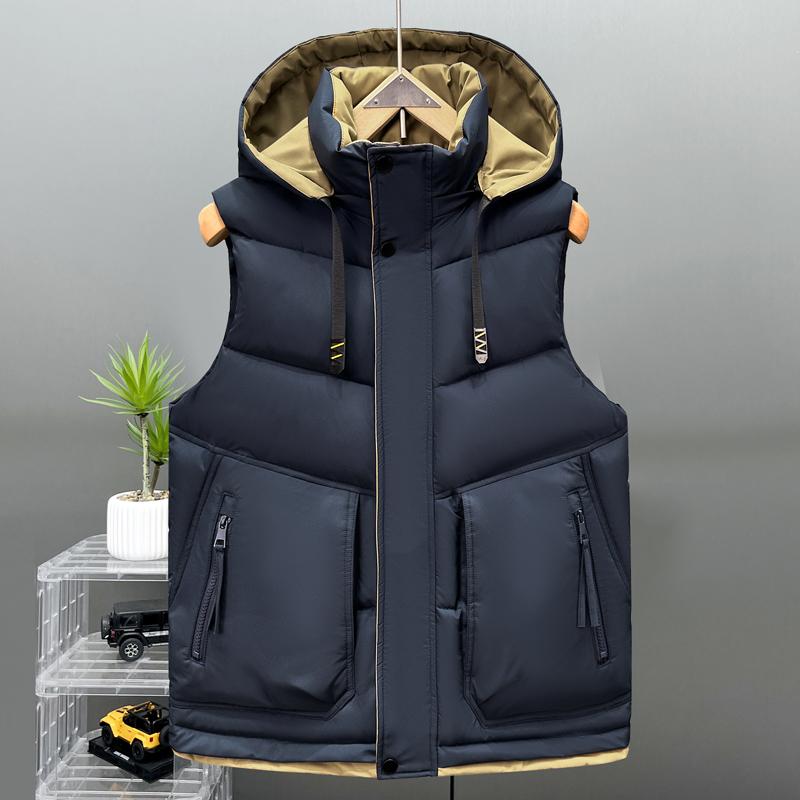 

Мода больших размеров L-5XL Зимние мужские безрукавки с капюшоном Толстая верхняя одежда Мужской теплый жилет 4XL