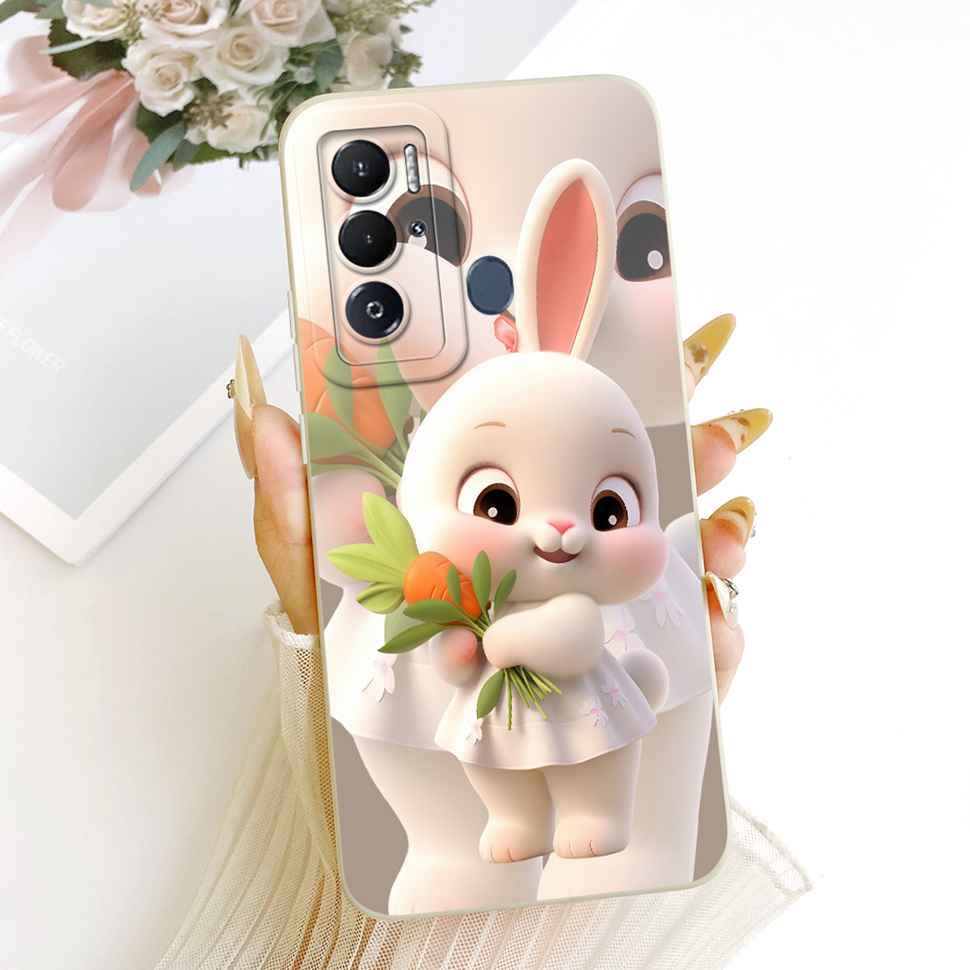 For Tecno Pova Neo Case LE6 LE6h Silicone Luxury Cute Love Rabbit Funny Back Cover For Tecno PovaNeo Phone Case Bumper