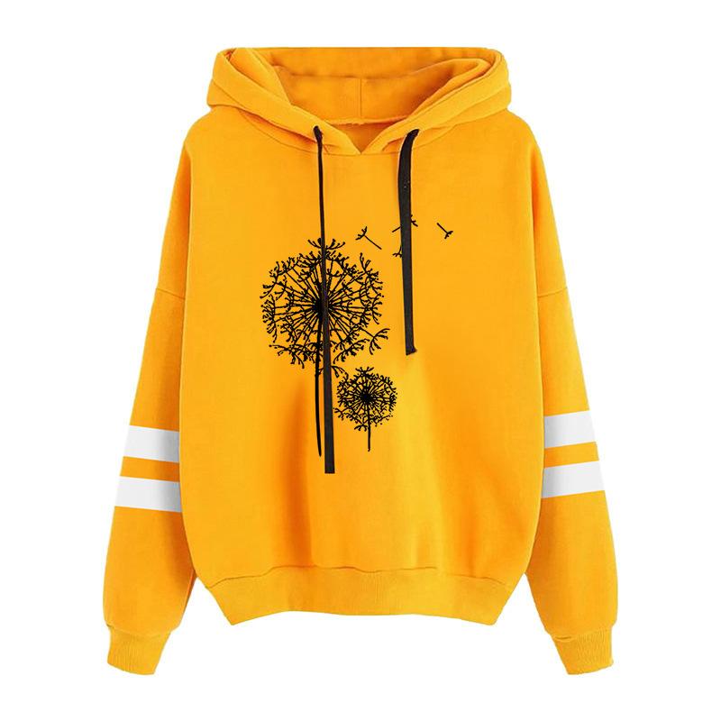 Long sleeved dandelion printed hooded sweatshirt 6973 L жёлтый 1280₽