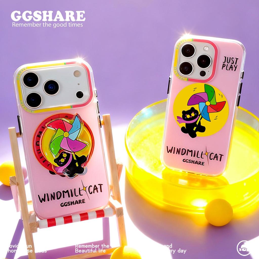 Hermit Crab Windmill Cat iPhone 17 Pro Max Case with Magnetic Stand & Wrist Strap