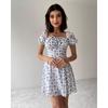 Dámské letní květinové šaty s bublinkovým rukávem