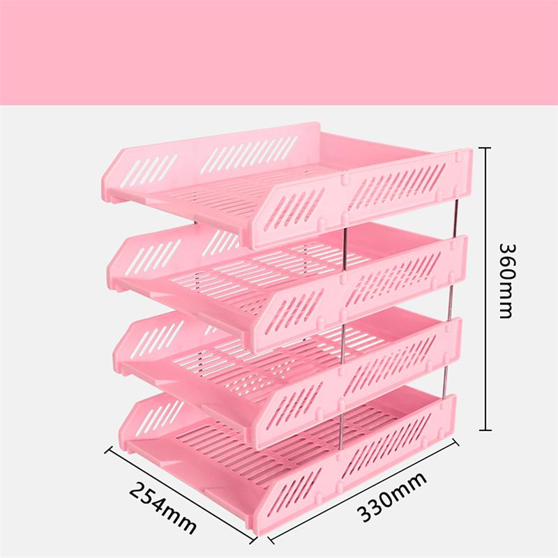 Four-layer File Rack Multi-layer Tray Storage Rack Holder Office Storage Plastic Storage Rack