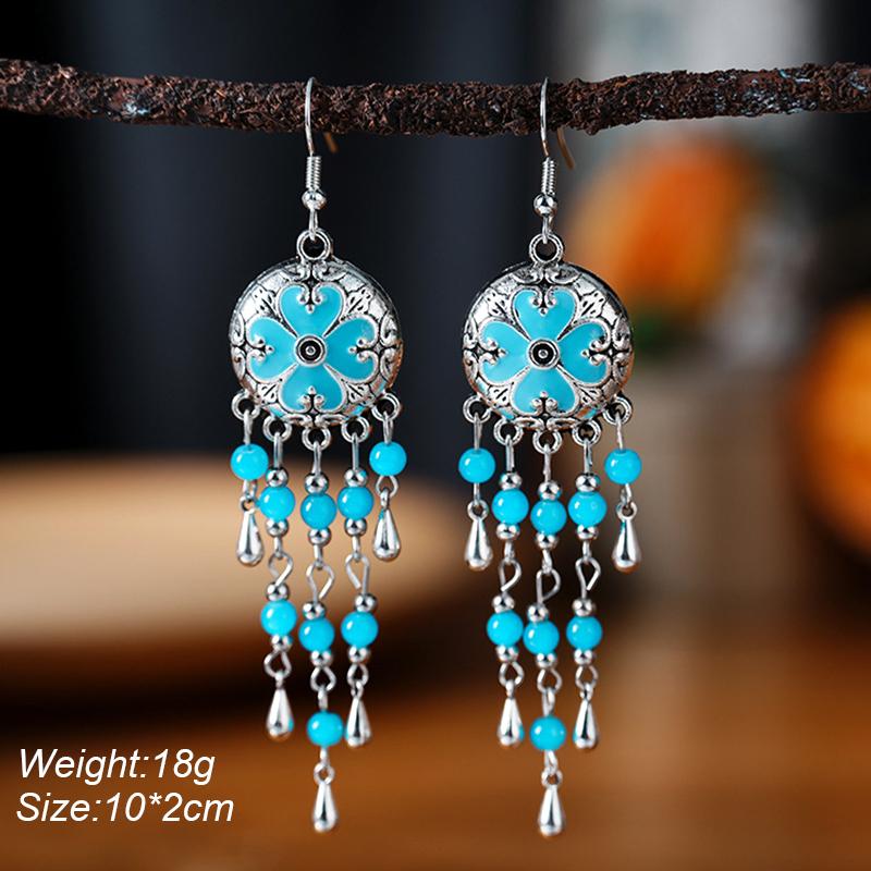 Blue Fashion Boho Temperament Water Drop Feather Earrings for Women Long Crystal Rhinestone Drop Oil Dangle Earring Jewelry