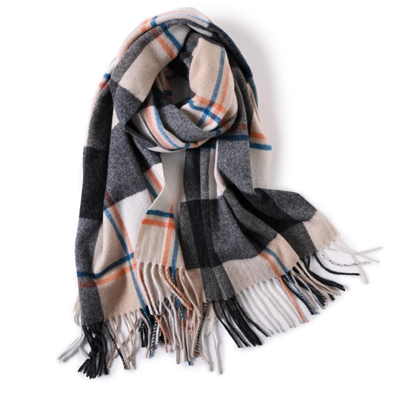 Milk camel pure wool scarf women's autumn and winter versatile thickened cashmere scarf new shawl dual-purpose