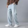 Herren Vintage Gerade Weite Beine Locker Sitzende Jeans für Frühling und Herbst