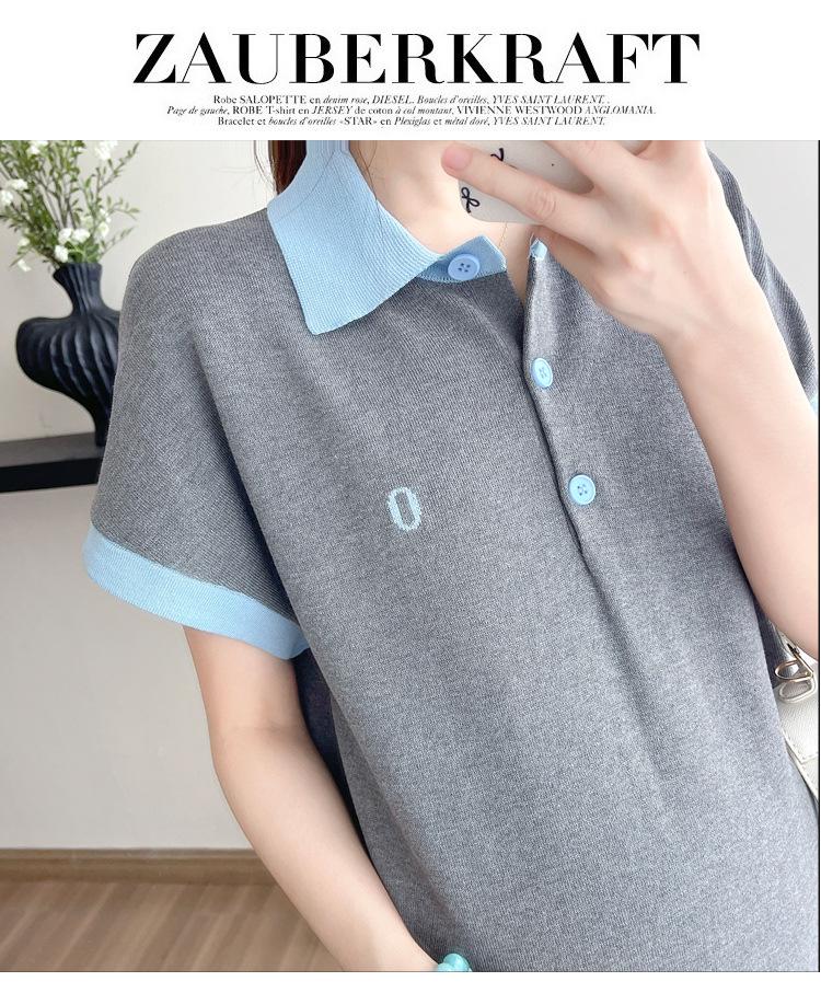 Sommer-Umstandskleid 2026: Colorblock Polokragen, Kurzarm, Lockerer Schnitt, Schlankmachend, Bestickt.