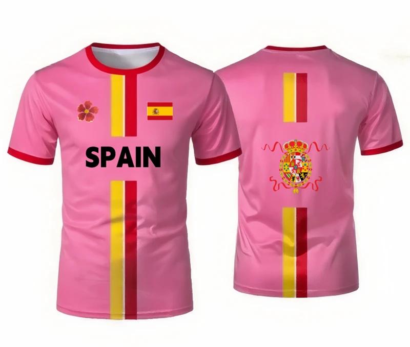 Fashion Spanish Flag Graphic Football T Shirts Summer Trendy National Emblem 3D Printed Jersey Cool Streetwear Oversized Tees