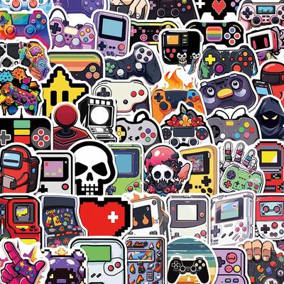 57 Retro Cartoon Game Controller Stickers for Consoles, Phones, Laptops, and Suitcases