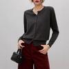 Round Neck Long Sleeve Knit Cardigan - Women's Versatile Solid Color Sweater for Spring and Autumn
