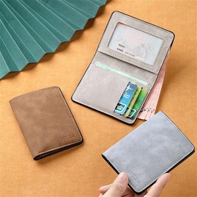 Men’s Slim Bifold Wallet PU Leather ID Card Holder Driver License Wallet Thin Business Card Organizer Pocket Purse