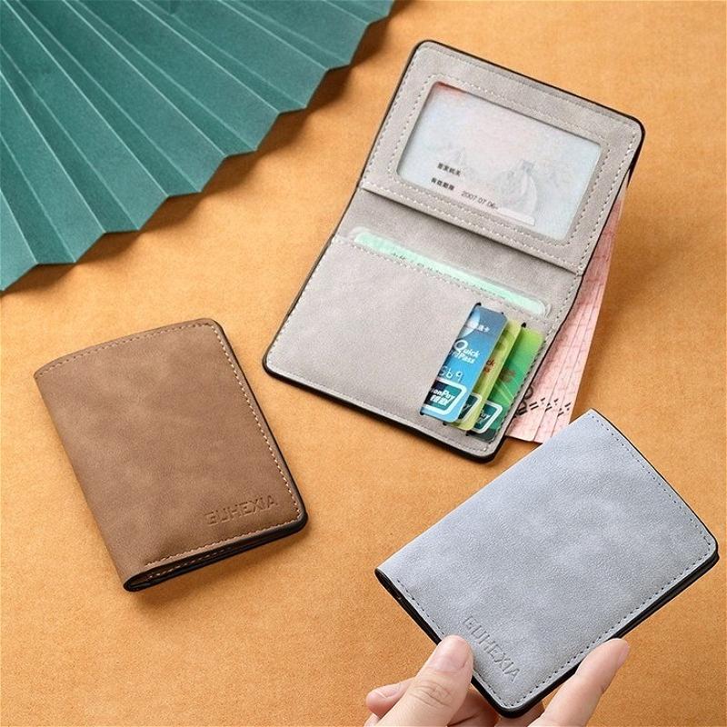 Men’s Slim Bifold Wallet PU Leather ID Card Holder Driver License Wallet Thin Business Card Organizer Pocket Purse