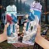 1PC Santorini Blue Street Building Print 750ml Color Plastic Sports Water Bottle Leakproof Flip Straw Lid Suitable for Sports Office Home Use