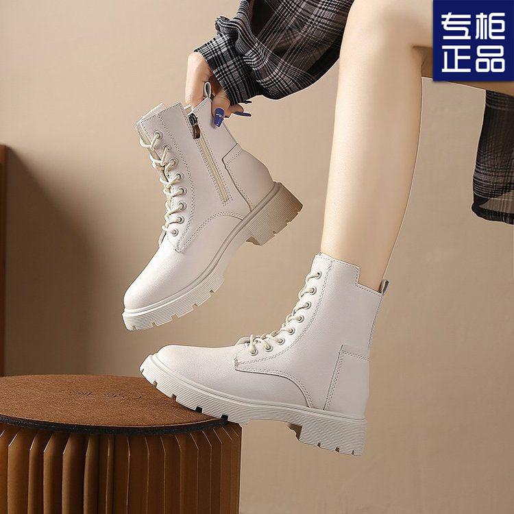 British style versatile velvet Martin boots 2025 autumn and winter new fashionable thick-soled side-pull short boots comfortable velvet boots