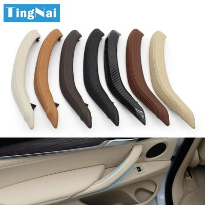 Car Interior Passenger Doors Pull Handle Outer Leather Cover Replacement For BMW X5 X6 F15 F16 2014-2018