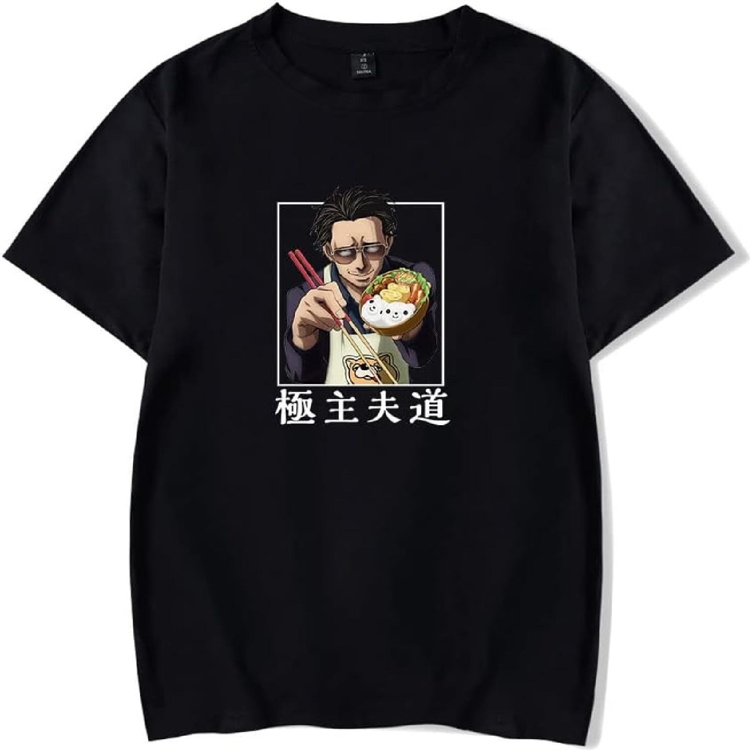 

WJHYWDH New The Way of The Househusband Anime T-Shirt Merch Casual Short Sleeved T Shirt Unisex Tee S чёрный