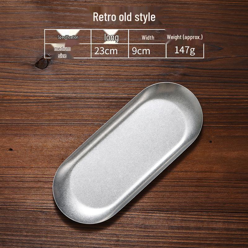 Japanese Retro Stainless Steel Oval Accessory Tray - Creative Gold Dessert and Towel Plate