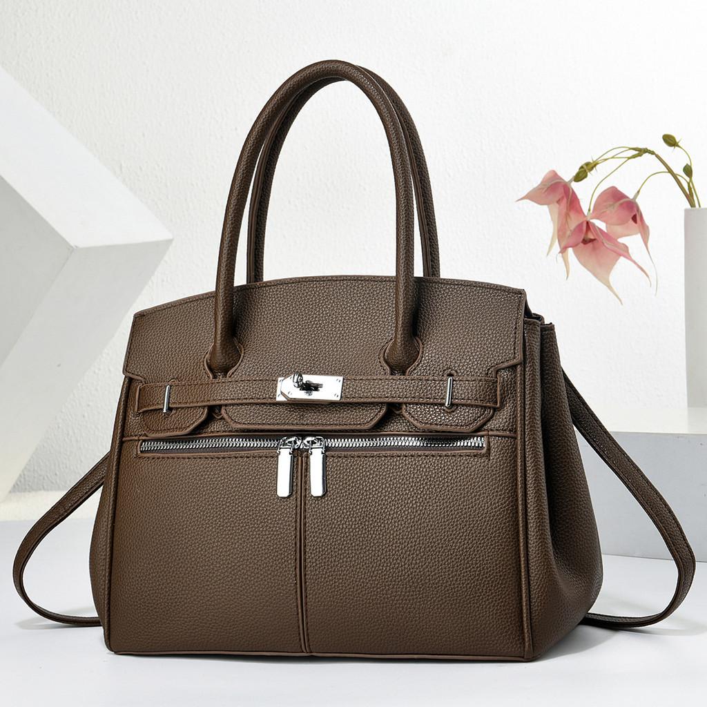 Crossborder Style Pu Large Capacity Shoulder Bag With Double Zipper For Daily Use