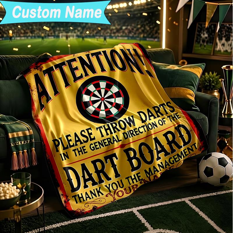 1PC Custom Name Blanket Throw darts Printed Flannel blankets Patterns Throw Blanket All-Season Soft Gift for Couch, Bed, Camping, Birthday gifts