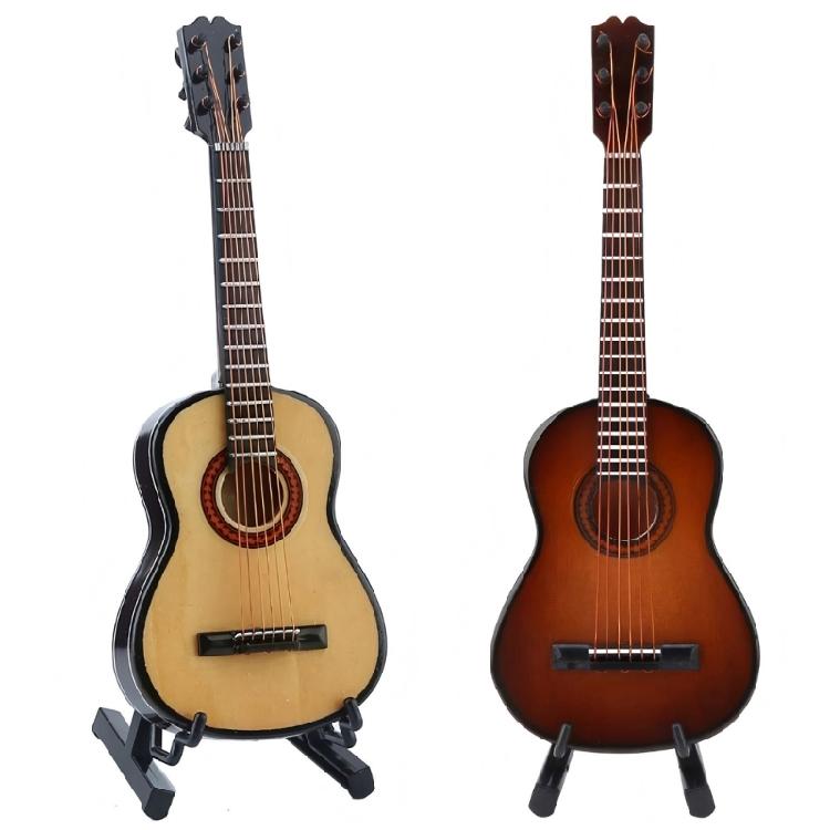 2PCS Small Wood Guitar Model Intricately Designed Collectors Item Guitar Display Ornament for Musicians and Gift Giving 1