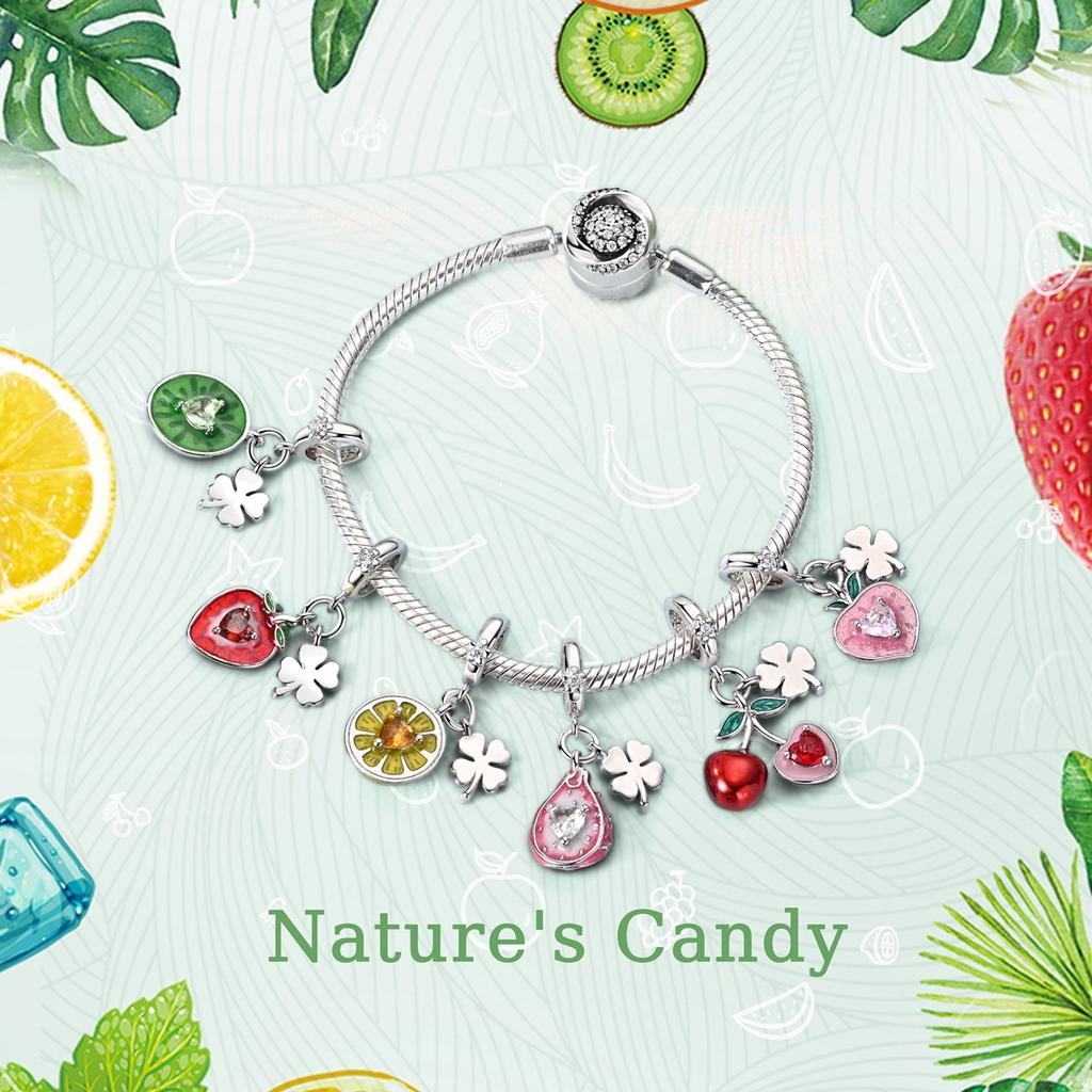 Authentic Charm Bead Charms Bead Charms Pendant Copper Strawberry Cherry Lemon Peach Charm Compatible With Bracelets Bangle Women Jewellery Making