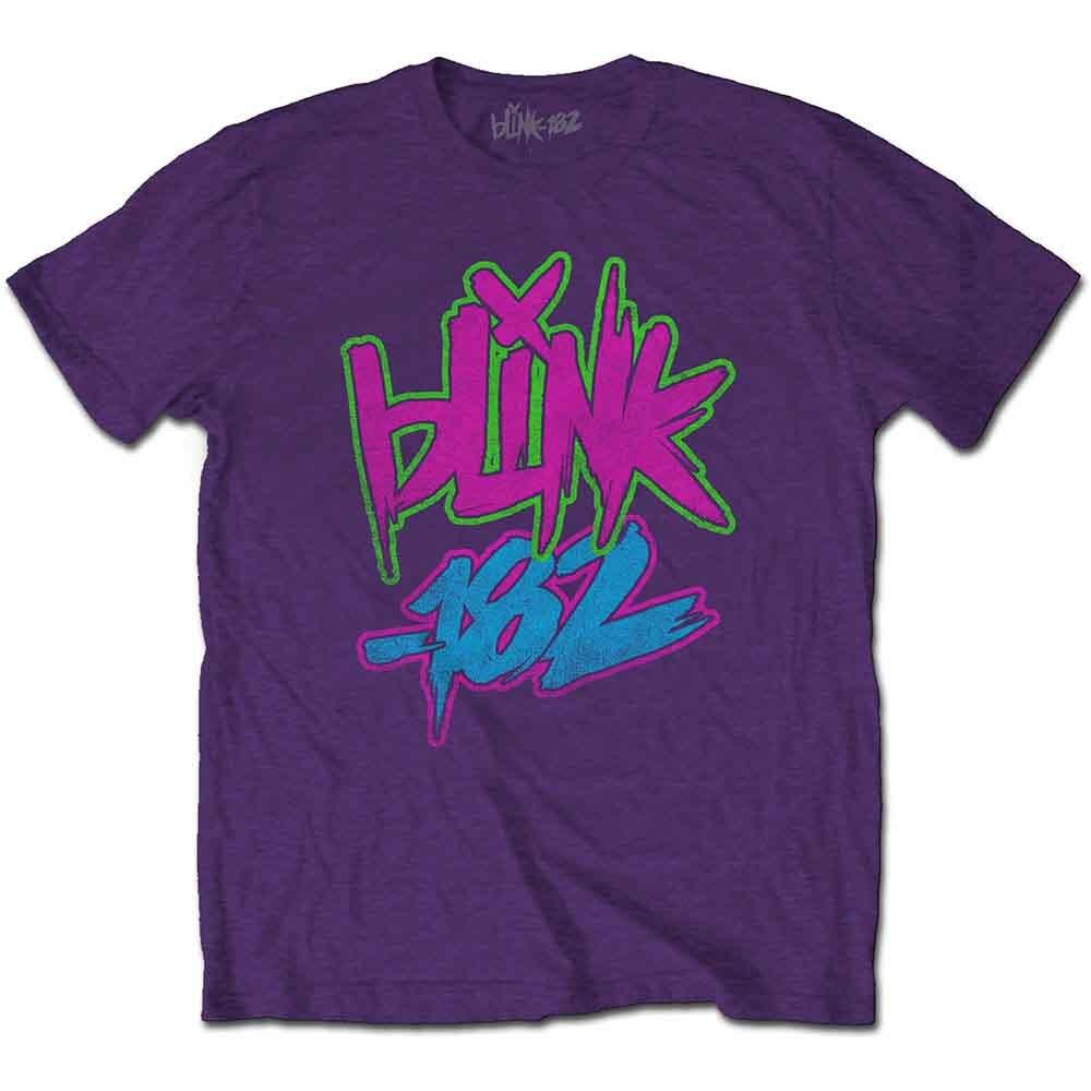 Blink-182 Neon Logo T-Shirt Purple New Unisex T-Shirt L