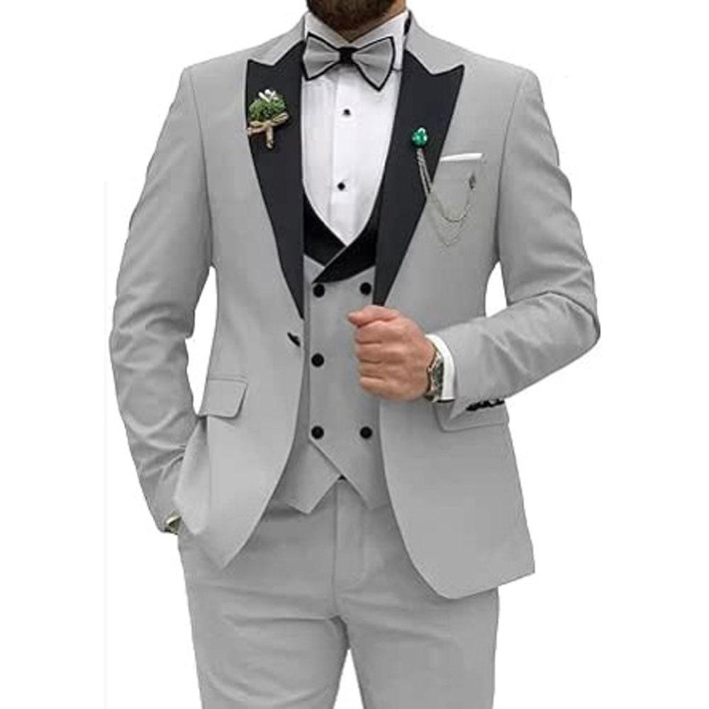 3 Pieces Men's Suits Royal Blue Men Slim Fit Double Breasted Suit Wedding Prom Party Business(Blazer Vest Pants)