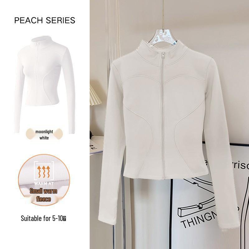 Women's Autumn Stand Collar Pilates Yoga Jacket: Plus Velvet, Quick Dry, Long Sleeve, Zipper Fitness Top for Running and Active Wear