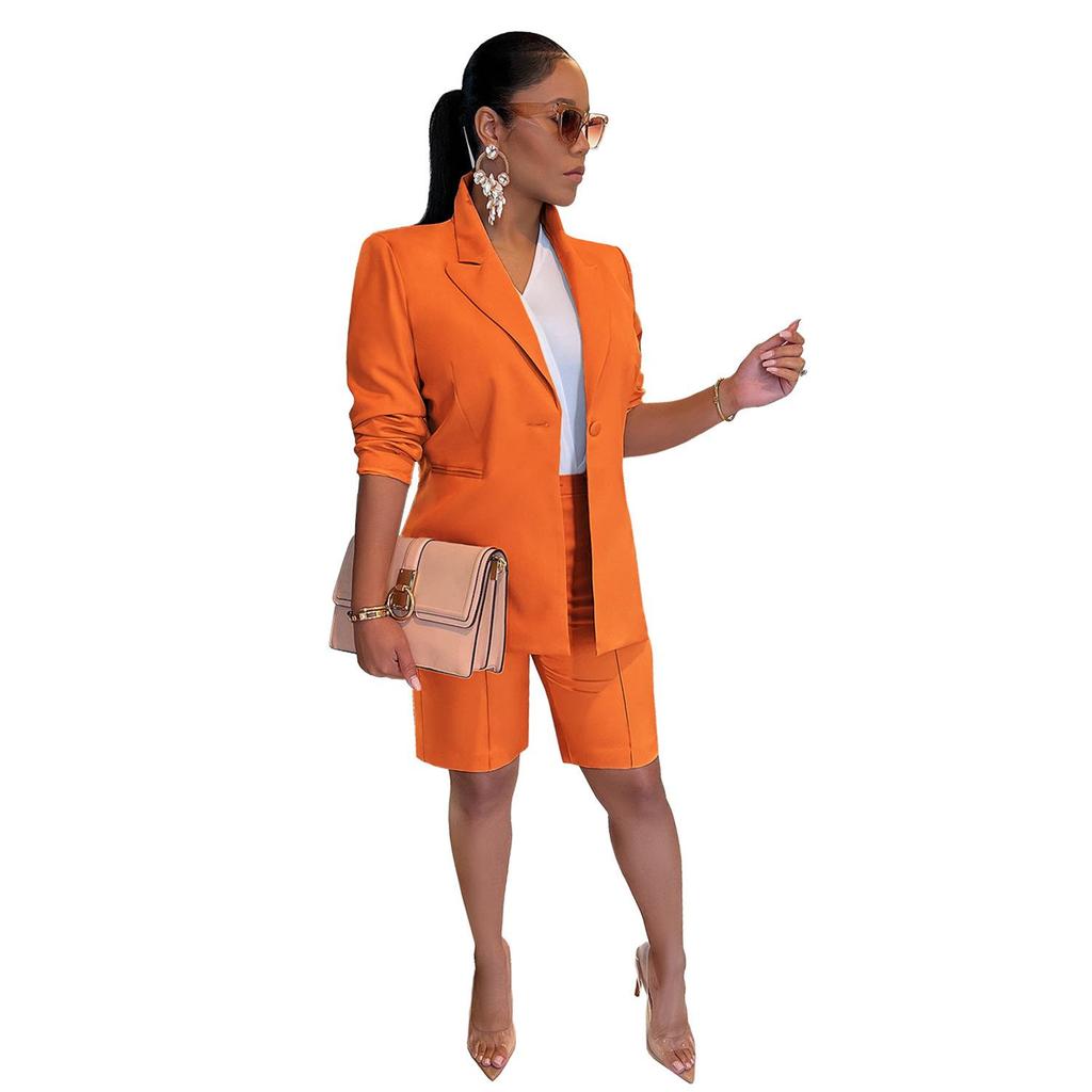 European & American Women's Spring/Summer Casual Suit: Jacket & Shorts Two-Piece Set