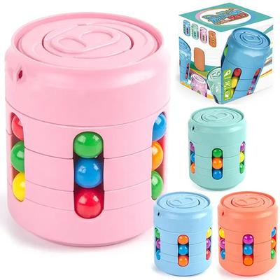 Gioco Cubo Magico Rotante con Perline Gioco Puzzle Giocattolo Fidget Decompressione per Bambini Adulti Dita Giocattoli Educativi Montessori Regalo per Bambini