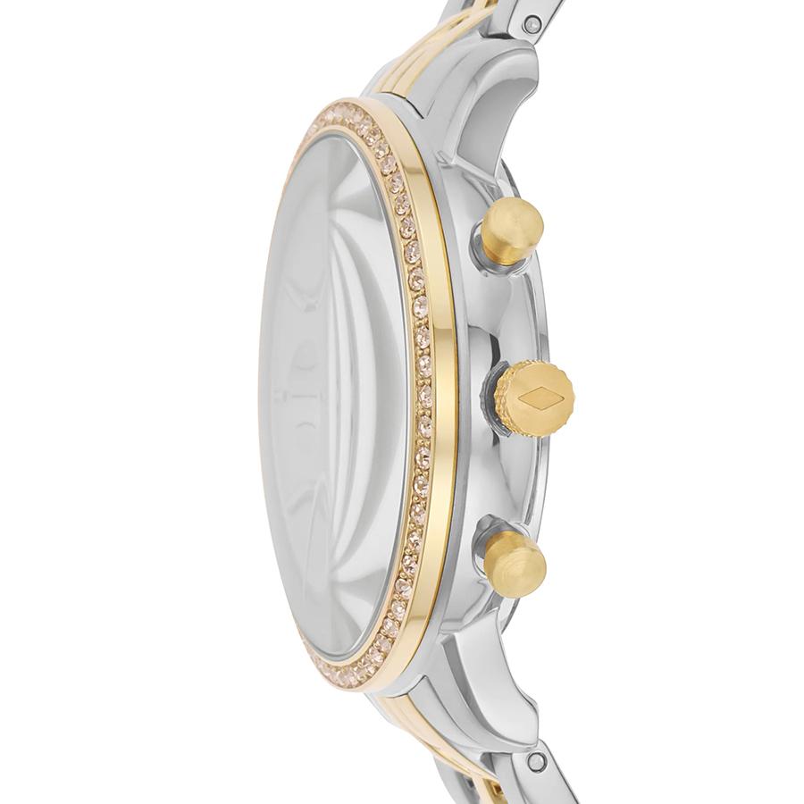 Fossil Damen-Uhr aus Edelstahl in Gold, Weißes Zifferblatt ES5358
