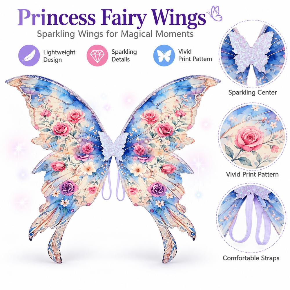 Sparkling Princess Fairy Wings Lightweight Butterfly Costume Wings Elf Cosplay Wing Costume Party