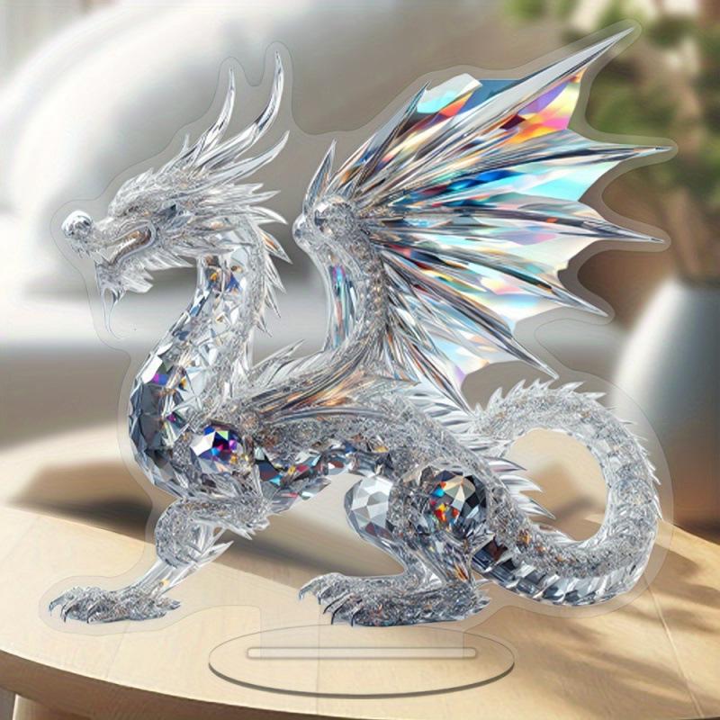 Bohemian Style Crystal Dragon 2D Acrylic Ornament for Office or Home Decor